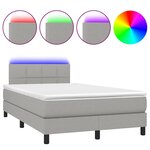 vidaXL Sommier à lattes de lit matelas LED gris clair 120x190 cm tissu