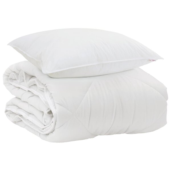 vidaXL Duvet toutes saisons avec oreiller 2 Pièces Blanc Microfibre