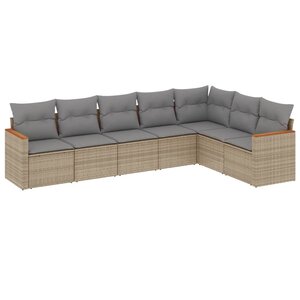 vidaXL Salon de jardin avec coussins 7 Pièces beige résine tressée