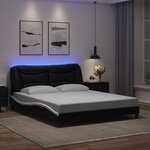 vidaXL Cadre de lit avec LED sans matelas Hvar noir et blanc 160x200 cm