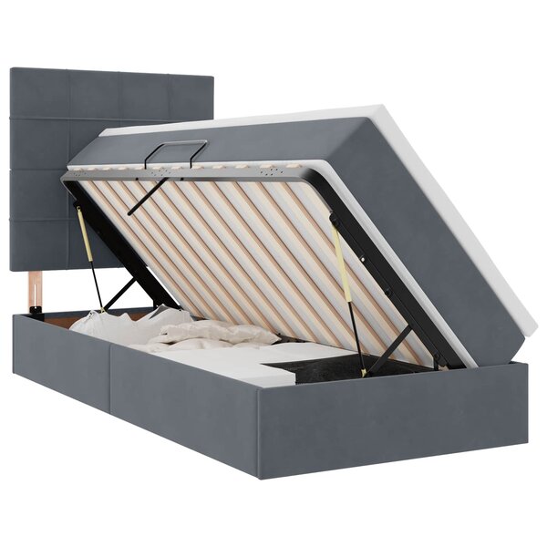 vidaXL Lit de rangement LED avec matelas Gris foncé 90 x 200 cm