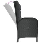 vidaXL Banc de jardin inclinable avec coussins 107 cm Poly rotin Noir
