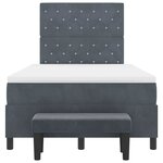 vidaXL Lit à ressorts avec matelas et banc gris foncé 120x190 cm en velours