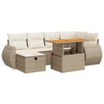 vidaXL Salon de jardin avec coussins 8 Pièces beige résine tressée acacia