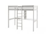 Pino-Combinaison lit Mezzanine Avec Fauteuil Blanc et Un Matelas Basic Cool 10x90x200