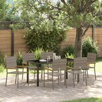 vidaXL Ensemble de salle à manger de jardin 7 pièces Gris Rotin Synthétique