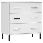 vidaXL Buffet avec 3 tiroirs Blanc 77x40x79 5 cm Bois massif OSLO