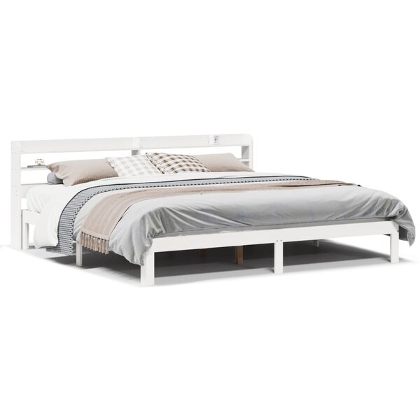 vidaXL Cadre de lit avec tête de lit sans matelas blanc 200x200 cm