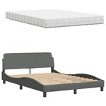 vidaXL Lit avec matelas Hanko gris foncé 140x190 cm tissu