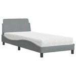 vidaXL Lit avec matelas Dover gris clair 90x200 cm tissu