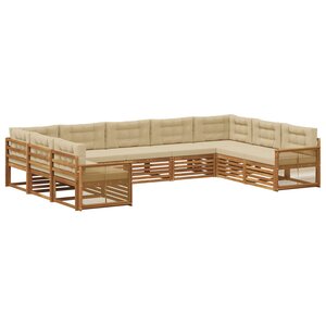 vidaXL Ensemble de canapés d'extérieur 9 pc Naturel et Beige