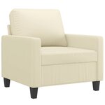 vidaXL Fauteuil avec repose-pied Crème 60 cm Similicuir