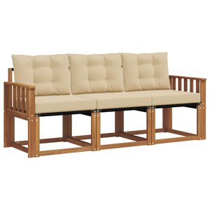 vidaXL Ensemble de canapés d'extérieur 3 pc Naturel et Beige