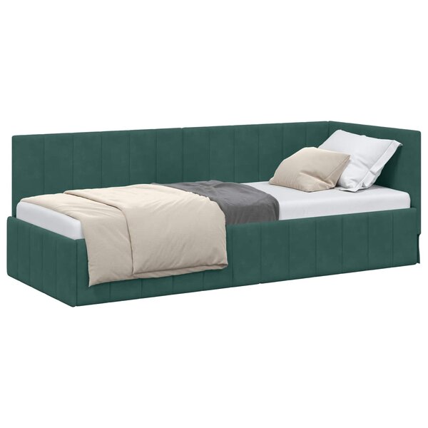 vidaXL Cadre de lit d'angle Vert foncé 80 x 200 cm Velours