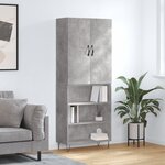 vidaXL Buffet haut Gris béton 69 5x34x180 cm Bois d'ingénierie