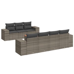 vidaXL Salon de jardin 8 Pièces avec coussins gris résine tressée