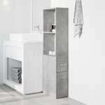 vidaXL Armoire de salle de bain étroite avec roulettes gris béton