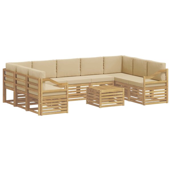 vidaXL Ensemble de canapés d'extérieur 10 pc Blanc et Beige Polyester