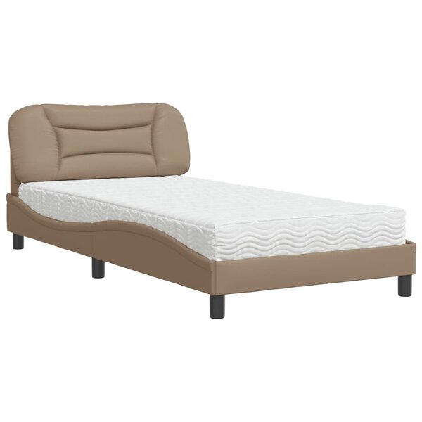 vidaXL Lit avec matelas cappuccino 100x200 cm similicuir
