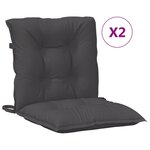 vidaXL Coussins de chaise à dossier bas lot de 2 anthracite mélangé