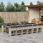 vidaXL Ensemble à manger de jardin et coussins 13 Pièces gris clair rotin