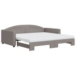 vidaXL Lit de jour avec gigogne et matelas taupe 100x200 cm tissu