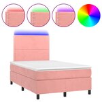 vidaXL Sommier à lattes de lit et matelas LED rose 120x190 cm velours
