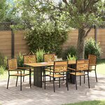 VidaXL Ensemble Salle à Manger Jardin 7 Pièces Noir Poly Rotin Acacia