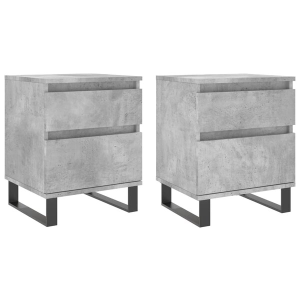 vidaXL Tables de chevet 2 Pièces gris béton 40x35x50 cm bois d’ingénierie