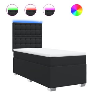 vidaXL Sommier à lattes de lit avec matelas Noir 100x200 cm Similicuir