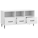 vidaXL Meuble TV Blanc brillant 102 x 34 5 x 50 cm Bois d'ingénierie