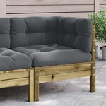 vidaXL Canapé d'angle de jardin avec coussins bois de pin imprégné