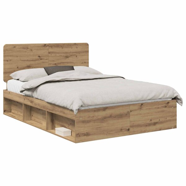 vidaXL Cadre de lit Chêne artisan 140 x 190 cm Bois de pin massif