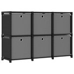 vidaXL Étagère d'affichage 6 cubes et boîtes Noir 103x30x72 5 cm Tissu