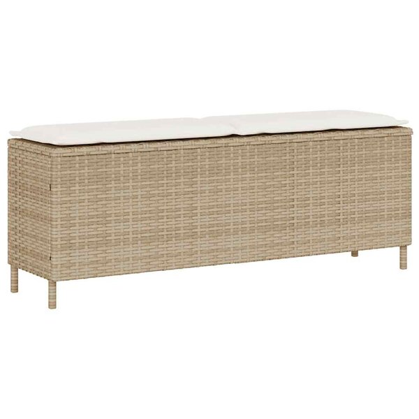 vidaXL Banc de jardin avec coussin beige 110x30x40 5 cm résine tressée