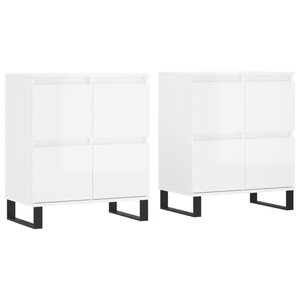 vidaXL Buffets 2 Pièces blanc brillant bois d'ingénierie