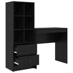 vidaXL Bureau avec tiroir avec étagère avec stockage 2 Pièces Chêne noir