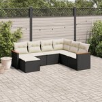 vidaXL Salon de jardin 7 Pièces avec coussins noir résine tressée