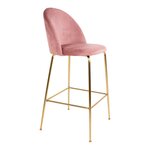 2 chaises de bar en velours rose avec pieds en laiton