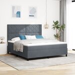 Lit à sommier box avec matelas & LED gris foncé 180x200 cm en velours