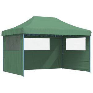 vidaXL Tente de réception pliable escamotable 3 parois latérales vert