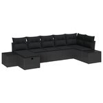 vidaXL Ensemble de 7 Pièces de Canapés de Jardin avec Coussins Noir en Rattan Poly