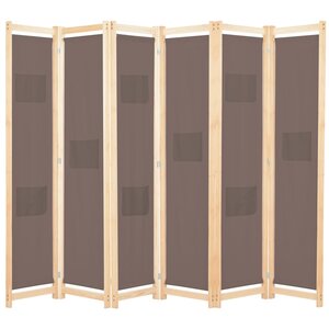 vidaXL Cloison de séparation 6 panneaux Marron 240 x 170 x 4 cm Tissu
