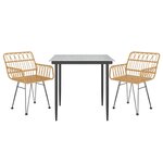 vidaXL Ensemble à manger de jardin 3 Pièces Résine tressée