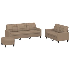 vidaXL Ensemble de canapés 3 Pièces avec coussins Cappuccino Similicuir