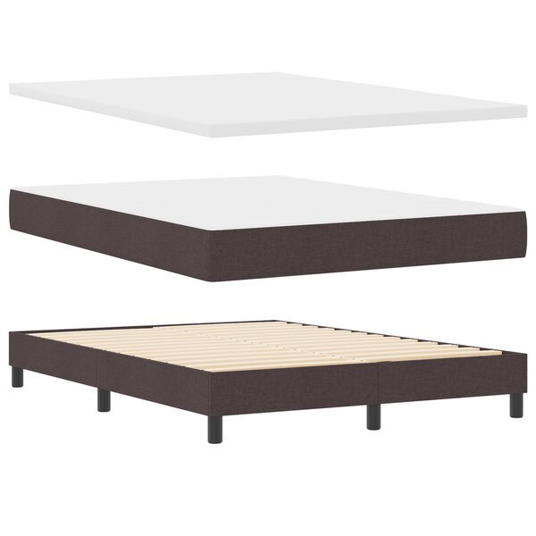Lit à ressorts vidaXL avec matelas marron foncé 160x200 cm en tissu