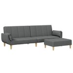 vidaXL Canapé-lit à 2 places avec repose-pied gris foncé tissu