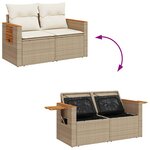vidaXL Salon de jardin avec coussins 7 Pièces beige résine tressée