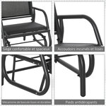 Fauteuil à bascule de jardin rocking chair design contemporain métal textilène noir