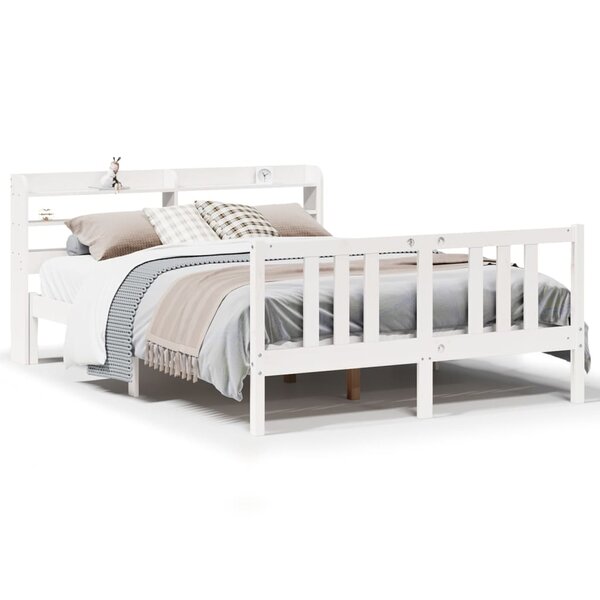 vidaXL Cadre de lit avec tête de lit sans matelas blanc 140x200 cm